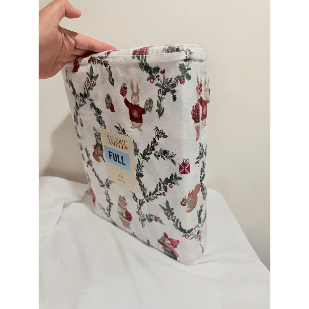 VALERIE AMELIA QUEEN sheet set Christmas woodland animal party sheets Cotton NEW